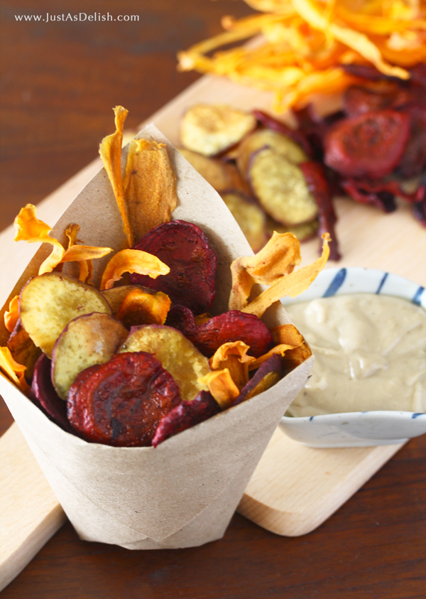Vegetable Chips with Tahini Dip