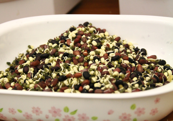 Tri-colour bean sprouts