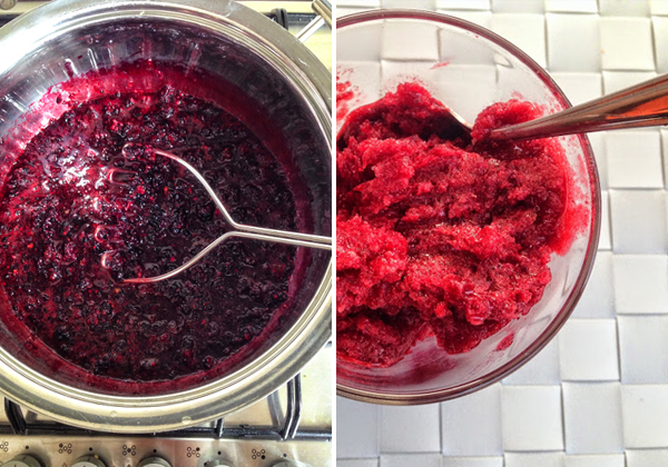 Making blackberry granita