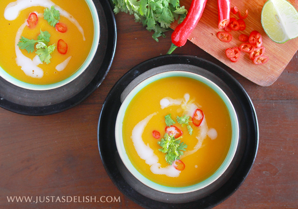Spicy Pumpkin Soup, with rich asian flavours