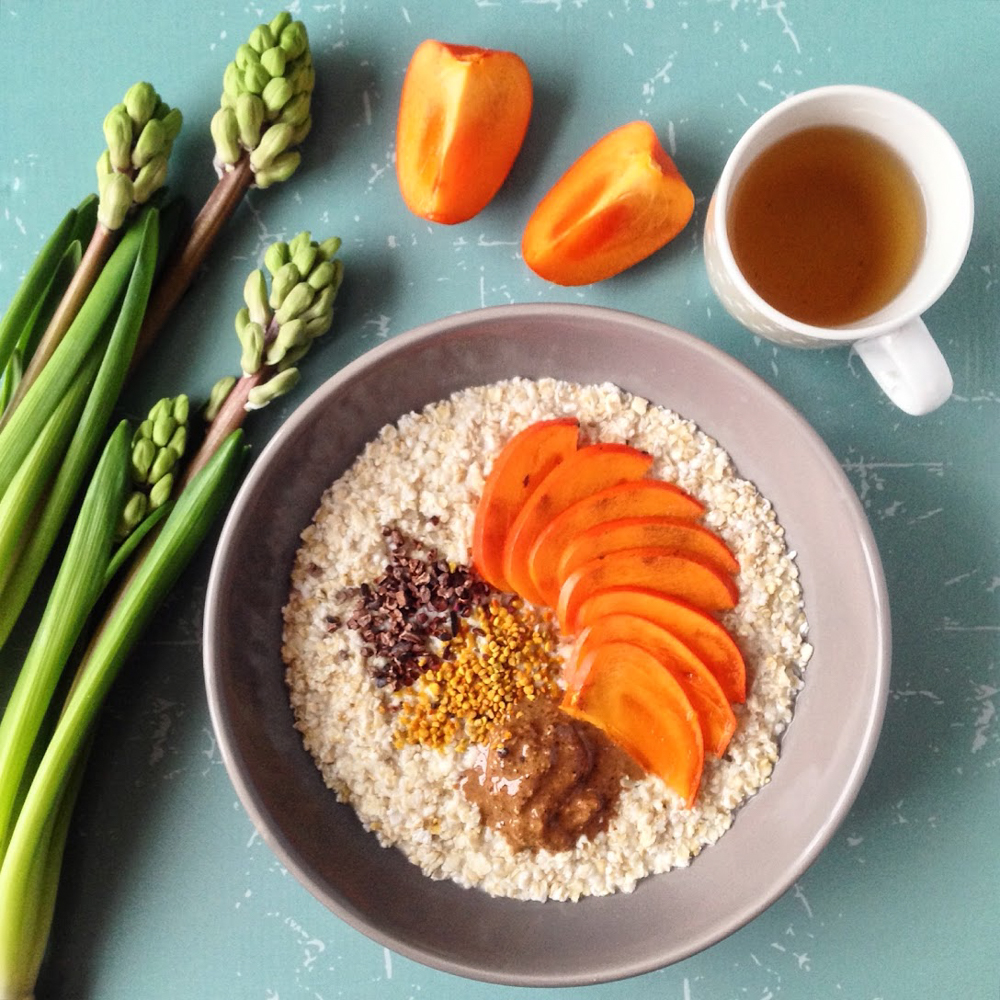 Oatmeal with Fresh Persimmon, shared on Instagram