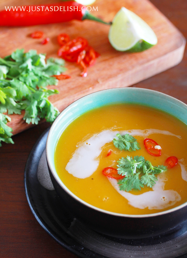 Spicy Pumpkin Soup, with rich asian flavours