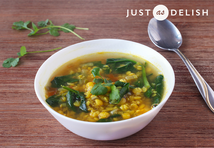 Ayurvedic Tomato Spinach Dal Soup | JustAsDelish