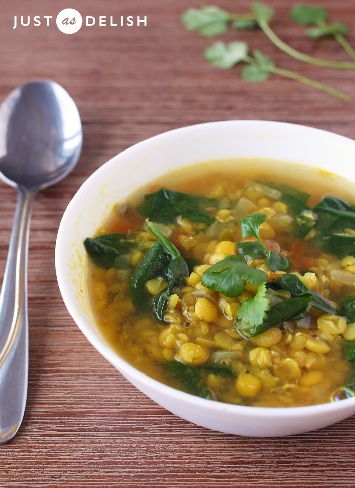 Ayurvedic Tomato Spinach Dal Soup | JustAsDelish